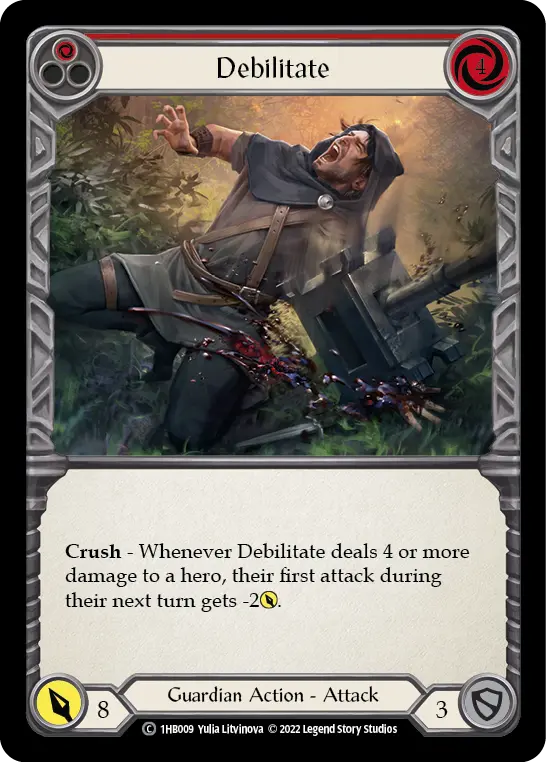 Card: Debilitate (red)
