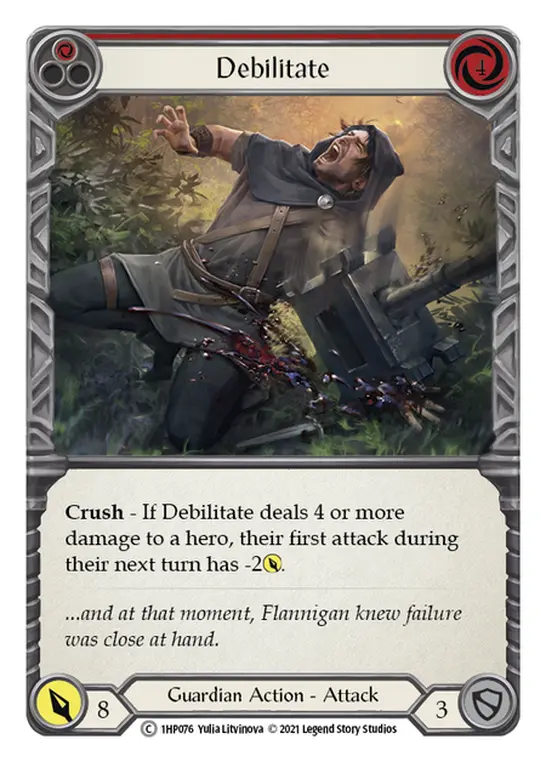 Card: Debilitate (red)