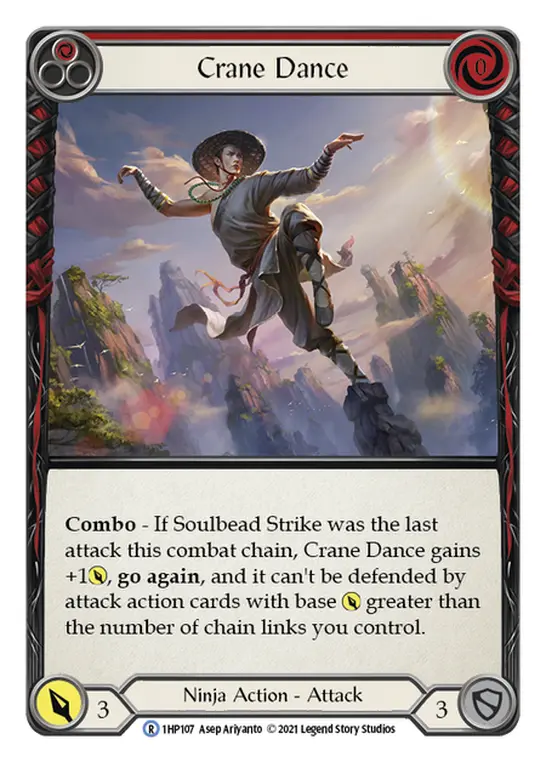 Card: Crane Dance (red)