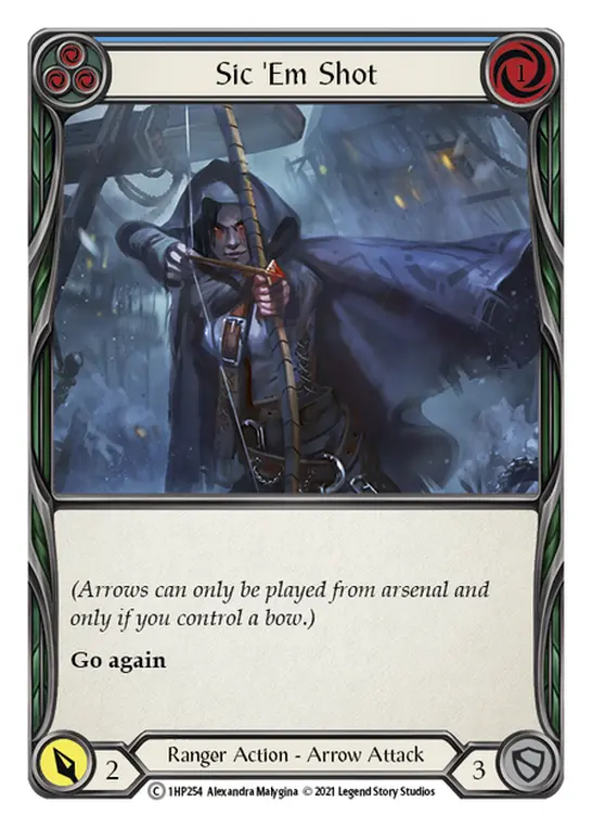 Card: Sic 'Em Shot (blu)