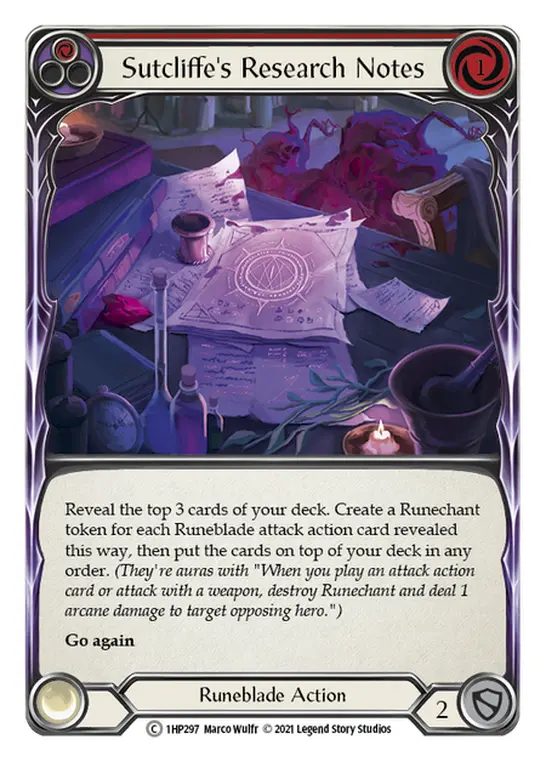 Card: Sutcliffe's Research Notes (red)