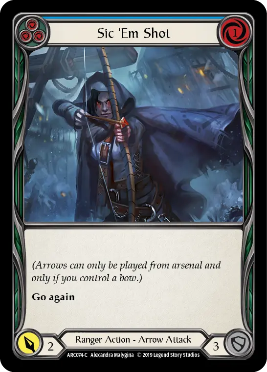 Card: Sic 'Em Shot (blu)