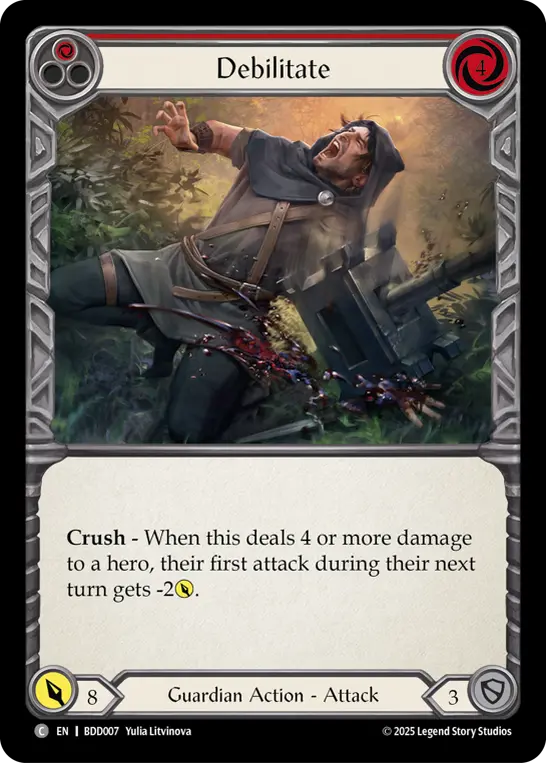 Card: Debilitate (red)