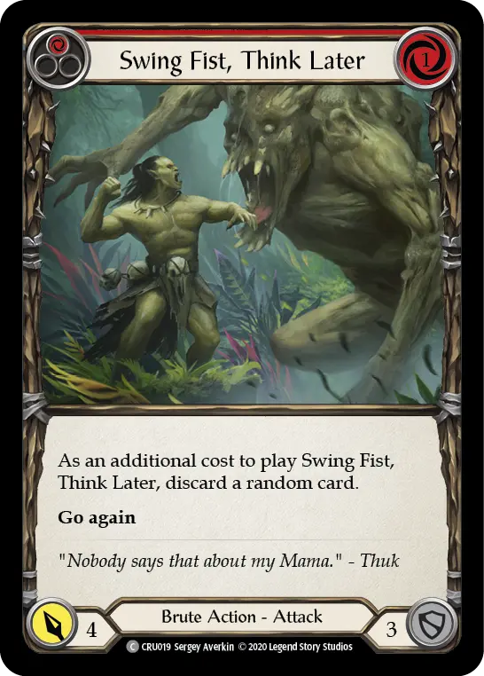 Card: Swing Fist, Think Later (red)