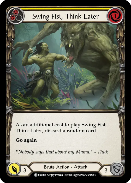 Card: Swing Fist, Think Later (yel)