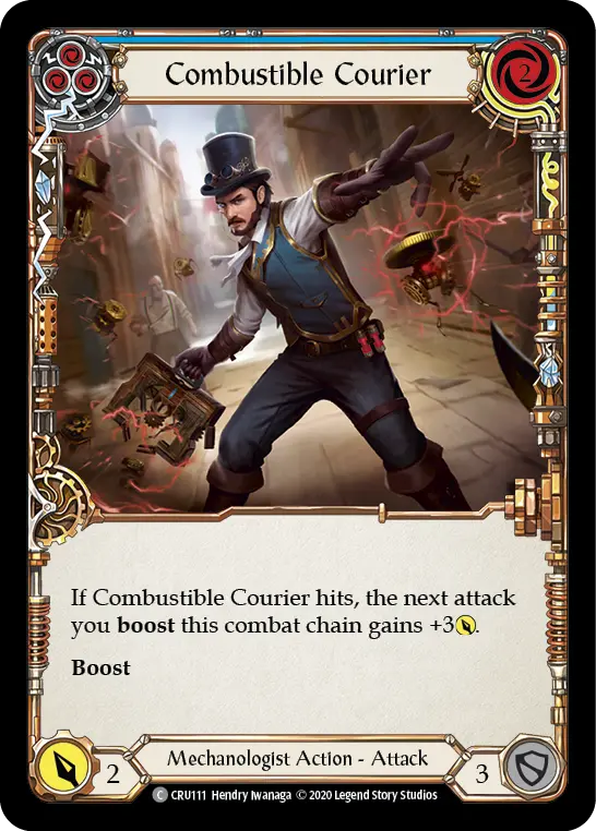 Card: Combustible Courier (blu)