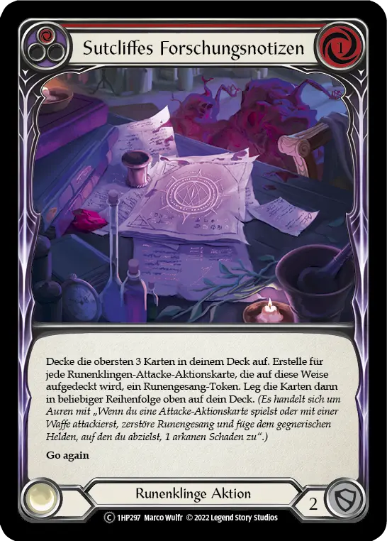 Card: Sutcliffe's Research Notes (red)