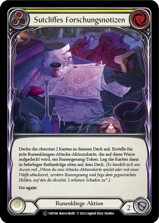 Card: Sutcliffe's Research Notes (yel)