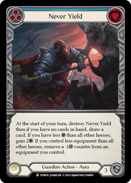 Card: Never Yield (blu)
