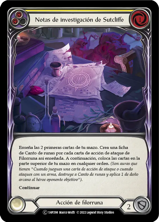 Card: Sutcliffe's Research Notes (yel)