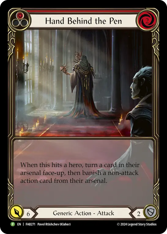 Card: Hand Behind the Pen (red)