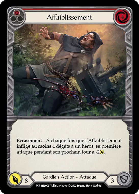 Card: Debilitate (red)