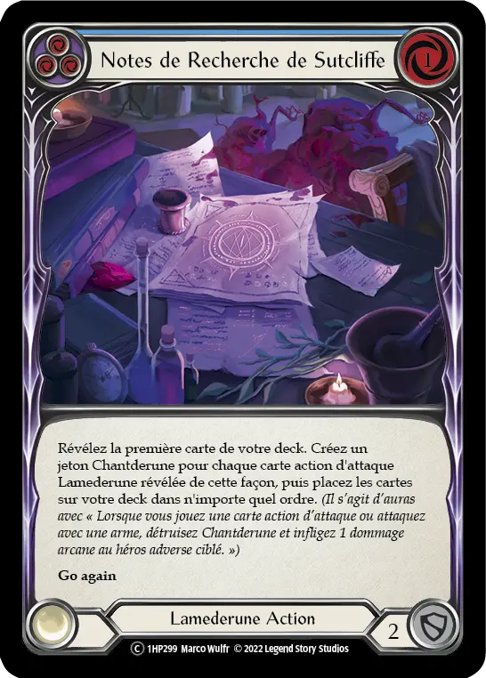 Card: Sutcliffe's Research Notes (blu)