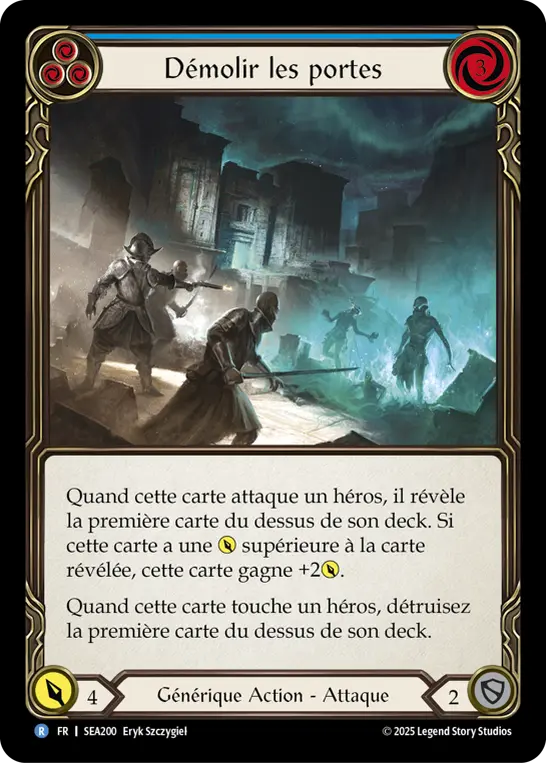 Card: Crash Down the Gates (blu)