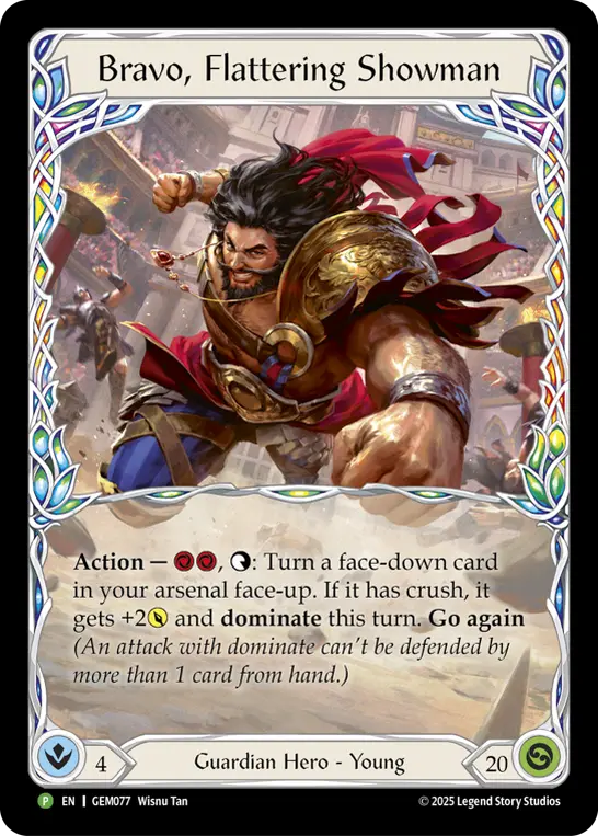 Card: Bravo, Flattering Showman