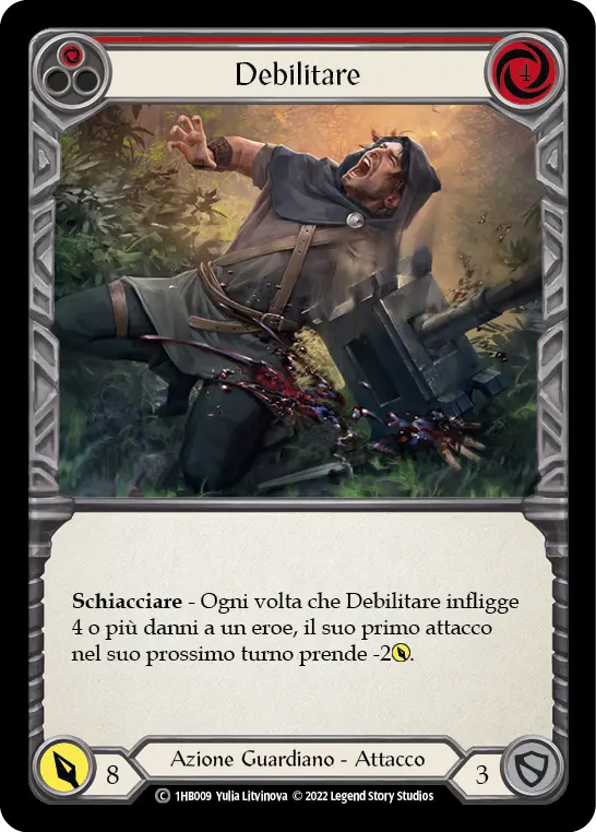 Card: Debilitate (red)