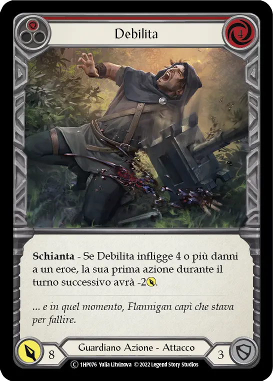 Card: Debilitate (red)