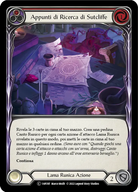 Card: Sutcliffe's Research Notes (red)
