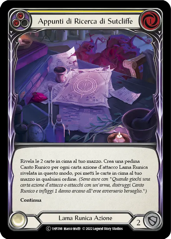 Card: Sutcliffe's Research Notes (yel)