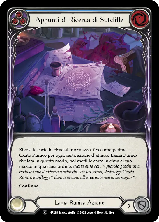Card: Sutcliffe's Research Notes (blu)