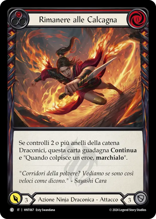 Card: Hot on Their Heels (red)