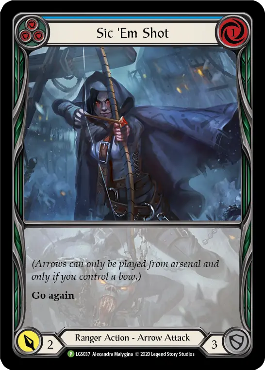 Card: Sic 'Em Shot (blu)