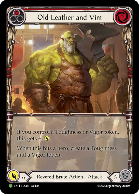 Card: Old Leather and Vim (red)