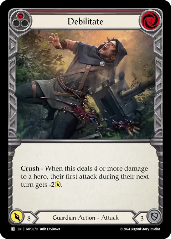 Card: Debilitate (red)