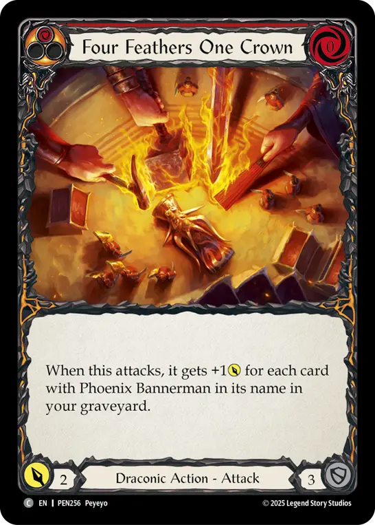 Card: Four Feathers One Crown (red)
