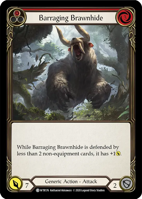 Card: Barraging Brawnhide (red)