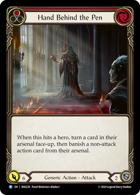 Card: Hand Behind the Pen (red)