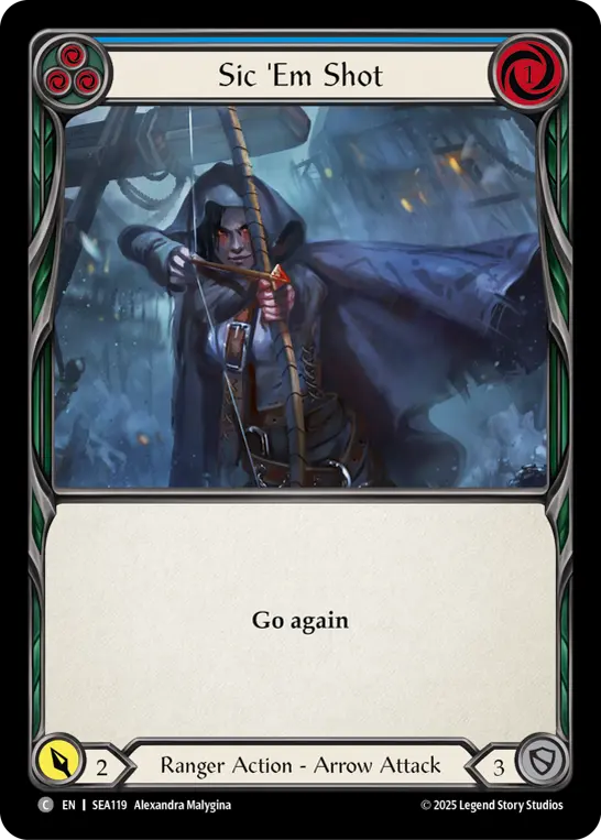 Card: Sic 'Em Shot (blu)