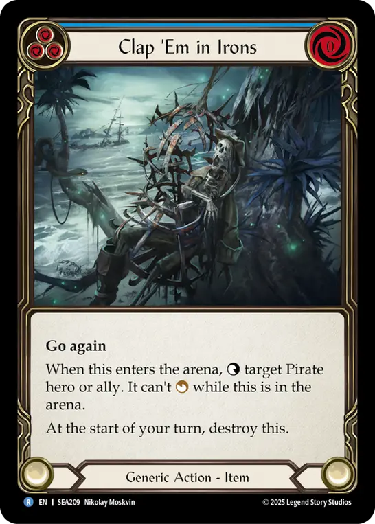 Card: Clap 'Em in Irons (blu)