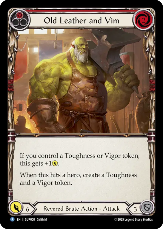 Card: Old Leather and Vim (red)