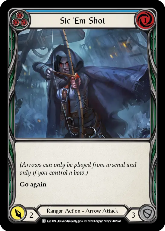 Card: Sic 'Em Shot (blu)