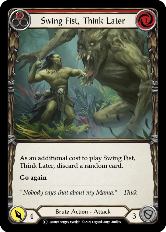 Card: Swing Fist, Think Later (red)