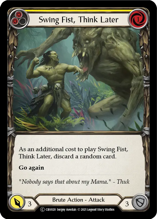 Card: Swing Fist, Think Later (yel)