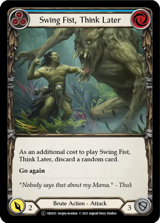Card: Swing Fist, Think Later (blu)