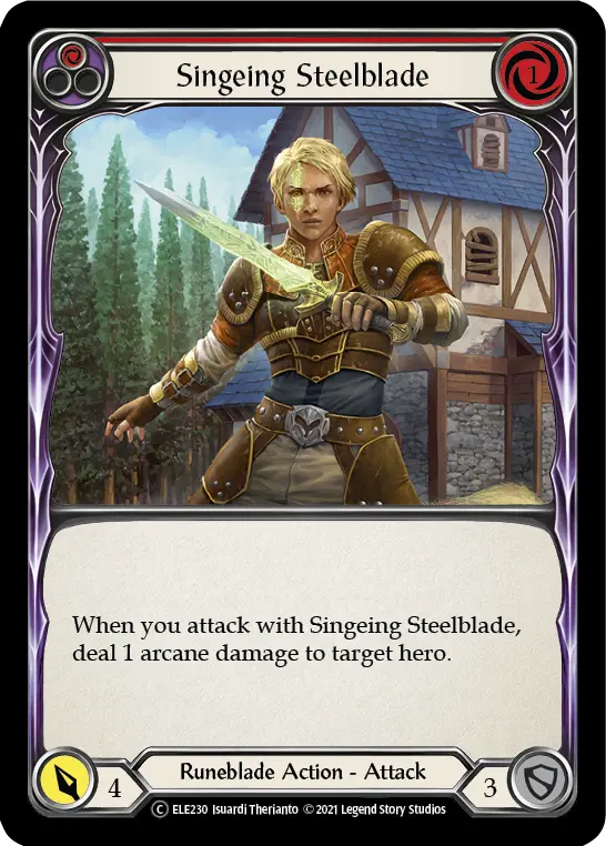 Card: Singeing Steelblade (red)