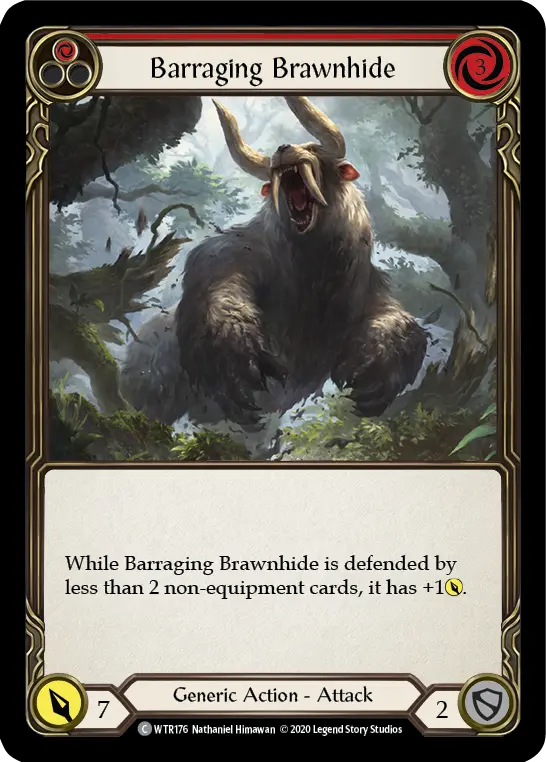 Card: Barraging Brawnhide (red)