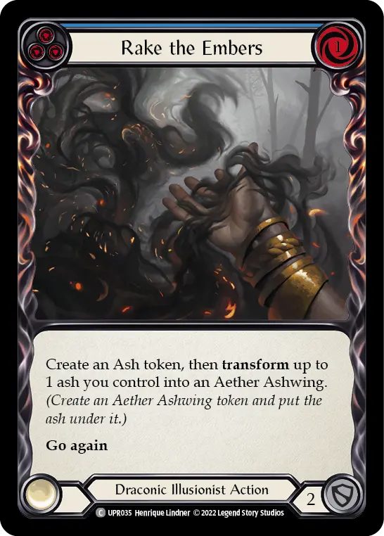 Card: Rake the Embers (blu)