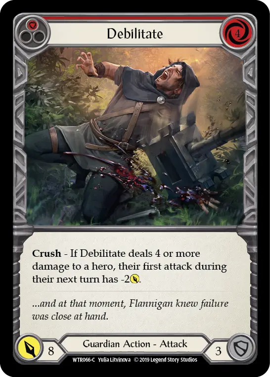 Card: Debilitate (red)