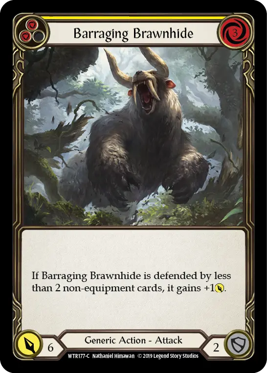 Card: Barraging Brawnhide (yel)